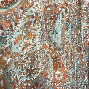 Pottery Barn Caesarea Paisley Shower Curtain Red Coral Grey White Orange